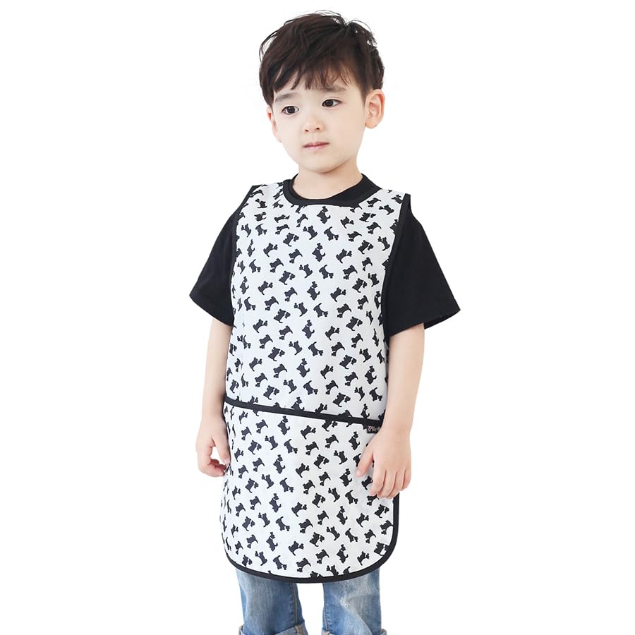 Kids Waterproof Art Tabard | Sleeveless Messy Play Painting Smock for Toddlers | Size SโXL | Kids Artist Apron for School, Daycare, Crafts, Black Puppy (34-L) โ image 1