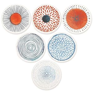 AD Set of 6 Coasters for Drinks Absorbing Round Ceramic Stone Coaster with Cork Base Tabletop Protection Mat for Mugs and Cups,Office,Kitchen (Colorful Series)