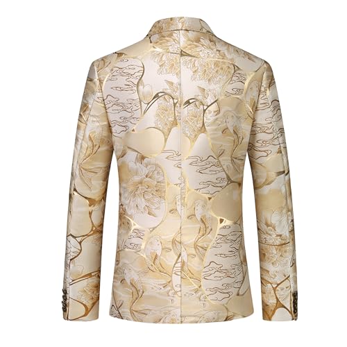 MOGU Men's Floral Tuxedo Blazer Slim Fit Jacquard Suit Jacket – Stylish Prom Party Sport Coat for Wedding Prom Casual Events4