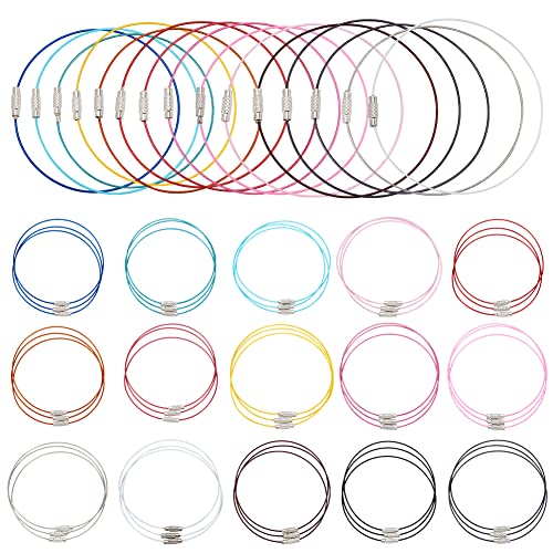PH PandaHall 45 pcs 15 Colors 8 7/8 Inch Memory Wire Bracelet, Steel Wire Cord Bracelet with Screw Clasp Necklace Choker for Bangle Bracelet Jewelry DIY Craft Making