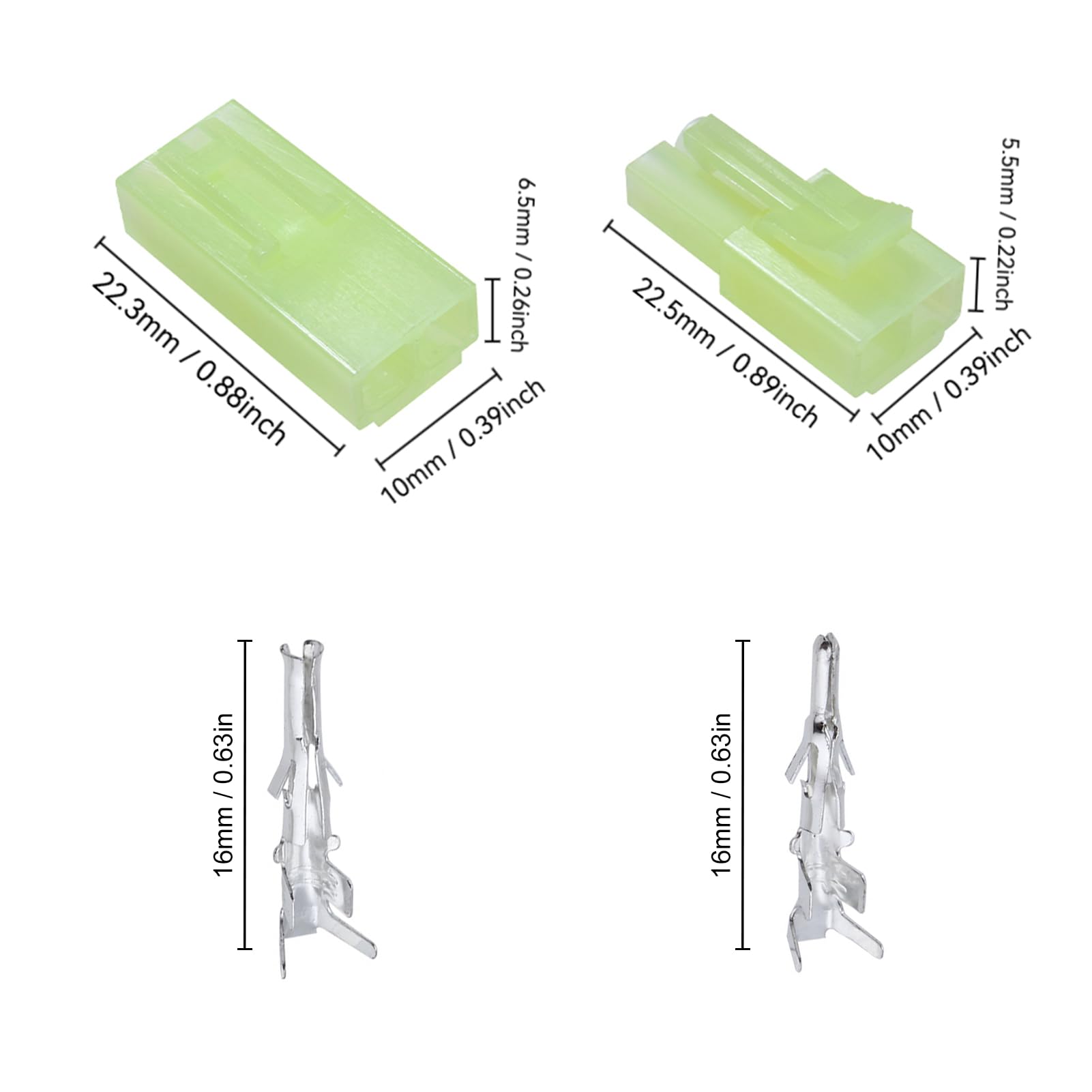 5 Pairs Of 2-Pin Tamiya Connectors - L6.2-2P, 20AWG, 30cm Wires, Male & Female