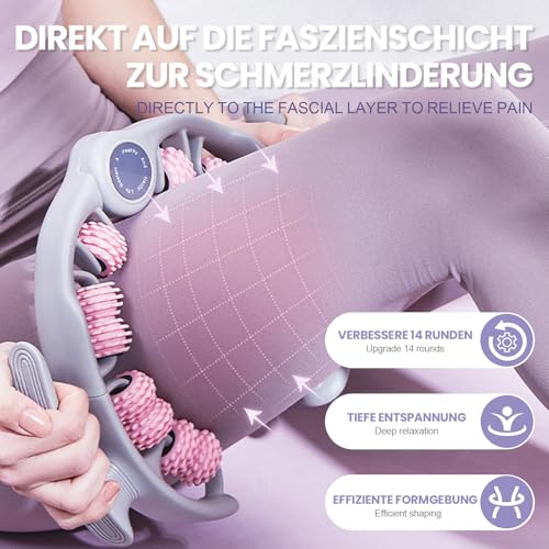 Loresjoy Massaggiatore Anticellulite, Rullo Muscolare Per Gambe, Apparecchio Rassodante E Drenante Per Gambe, Per Massaggio A 14 Ruote Per Gambe, Rullo Per Cellulite In Plastica - 7