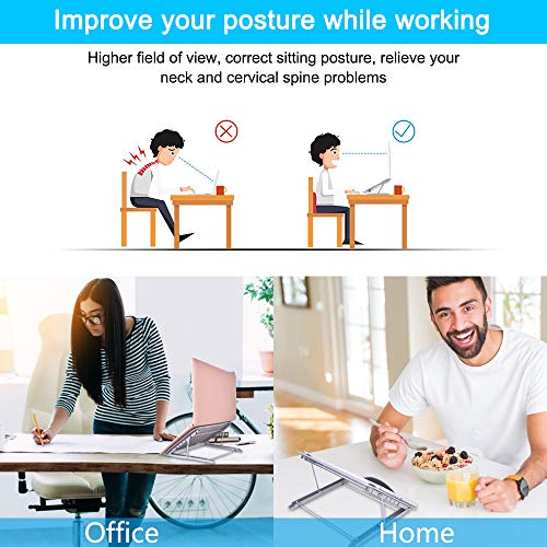 Aigital Laptop Stand, Computer Stand for Laptop, Portable and 6+4 Adjustable Tablet Laptop Holder Stand with Hollow Heat Dissipation Design Compatible with 7-15.6 inches Laptop, IPAD, Cell Phone - Thumbnail 5