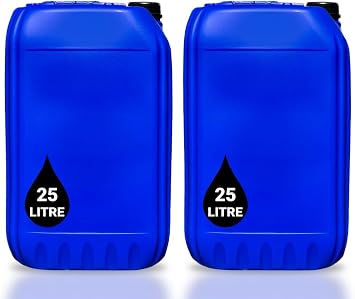 2 x 25L JERRY CAN | UN Approved Stackable Bottle Container + Tamper Evident Cap | Perfect for Storage of Potable Water Liquids Waste | Food Grade BLUE