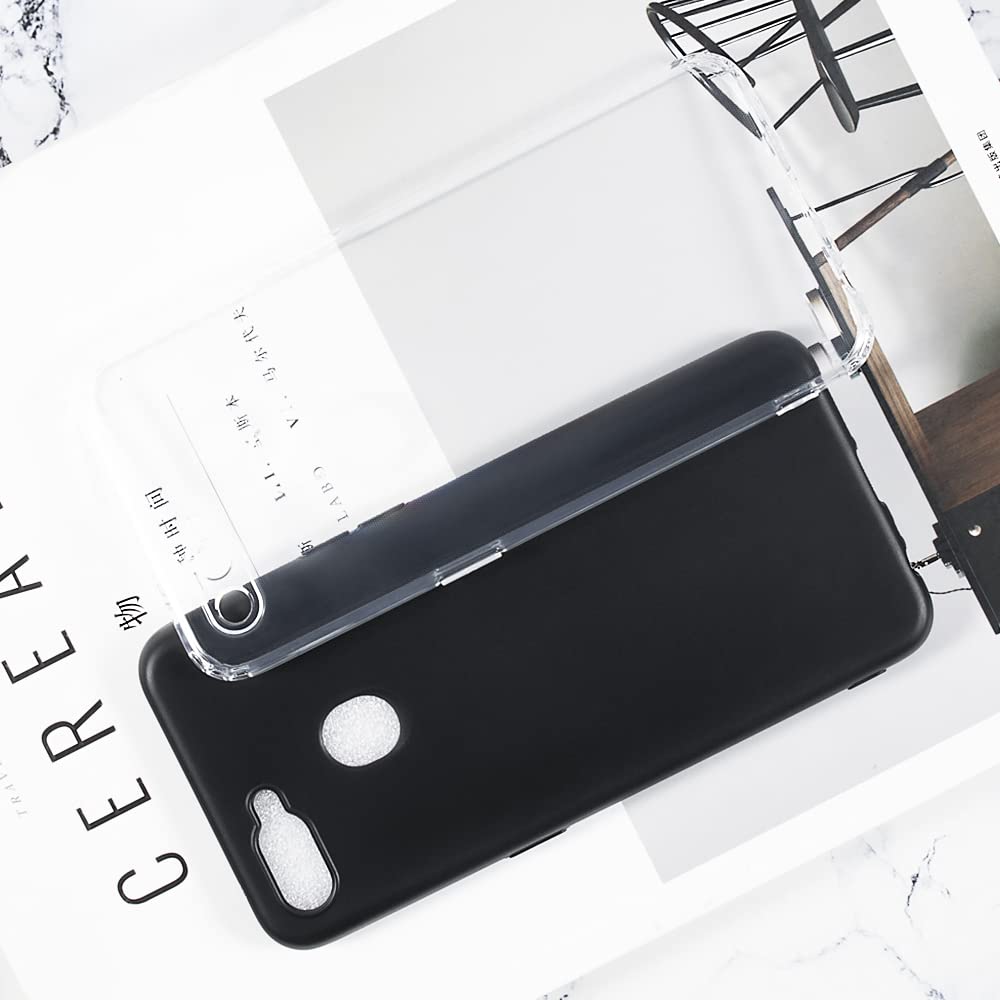 Custodia Morbida In TPU Per OPPO F9 – Cover Sottile Antiurto E Antigraffio, Trasparente/Nera