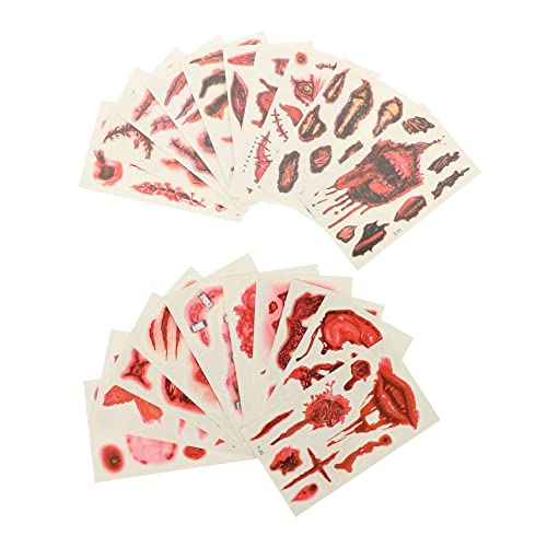 Ipetboom 20 Hojas De Pegatinas Para Cicatrices Calcomanías Temporales Para Halloween Heridas Falsas Para Halloween Tatuajes De Halloween Pegatinas Impermeables Pegatinas Temporales