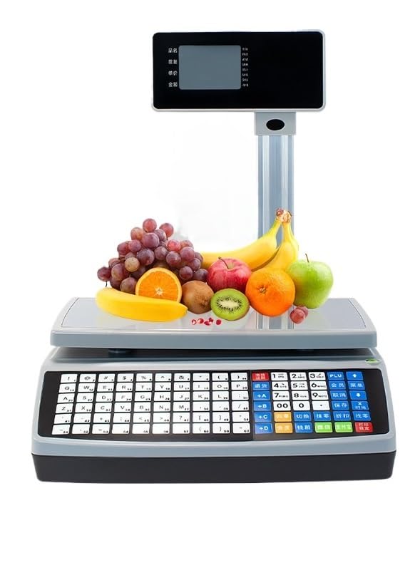 QZCX Caja registradora, Báscula de Caja registradora PS6, balanza electrónica Inteligente de Doble Pantalla, Equipo de impresión de liquidación, Caja registradora for Restaurante