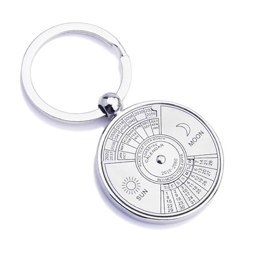 PSL Metal Unique 50 Years Perpetual Calendar Keychain Metal Key Ring Accessory 2010 To 2060
