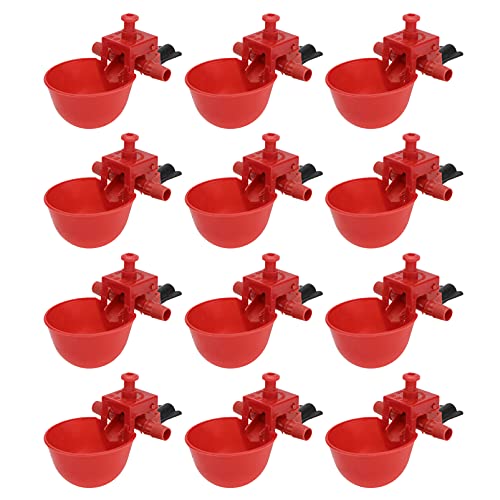 HEMOTON 12Pcs Adjustable Automatic Chicken Waterer Durable Drinking Fountain for Pigeons Birds and Poultry for Home Farm Use Material