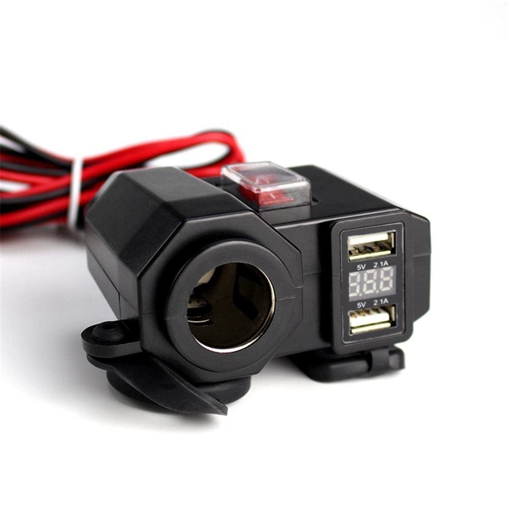 TRP TRADERS® 5V/2.1A Dual USB Charger Socket, Voltmeter Motorcycle Handlebar Clamp Power Adapter Charger USB Charging System with Cigarette Lighter Socket. (B0C4DJCKJ2) Amazon Price History, Amazon Price Tracker