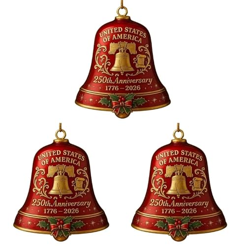 1776-2026 States 250th Anniversary Bells Ornament Christmas Bells with Commemorative Detailing Garden Home Decors Commemorative Guarder Doorbell