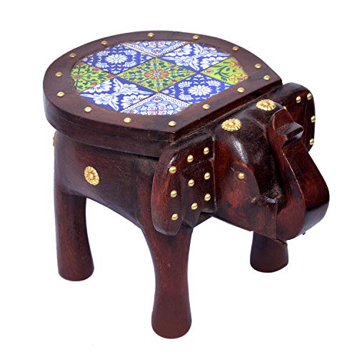 Eurasia Brass and Tiles FTD Home Decor Wooden Stool Elephant Shape Decorative Baby Sitter Stool 8