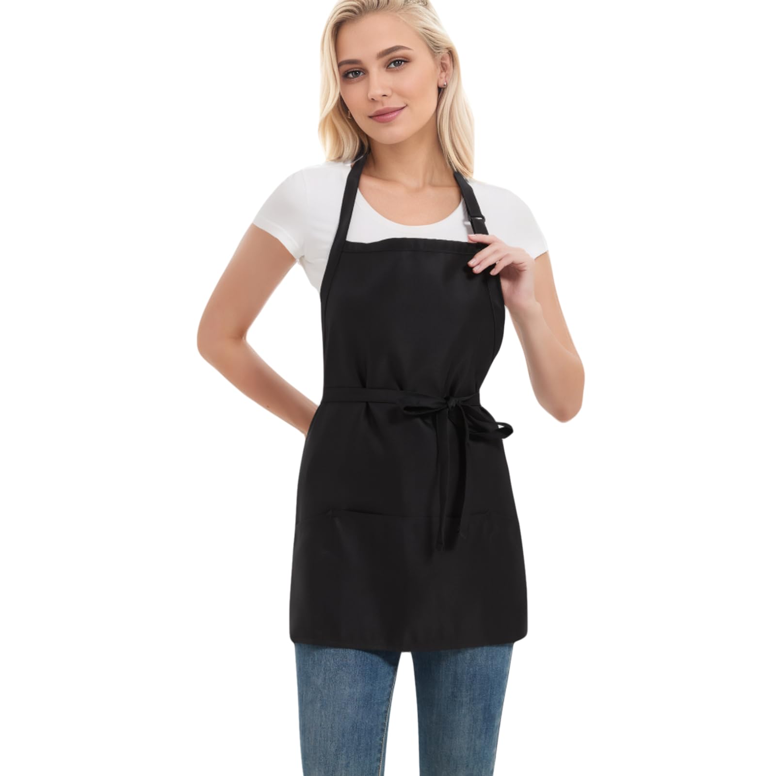 Delantales impermeables ajustables con 3 bolsillos para hombres y mujeres, delantal de servidor para cocina, cocina, jardinería, restaurante