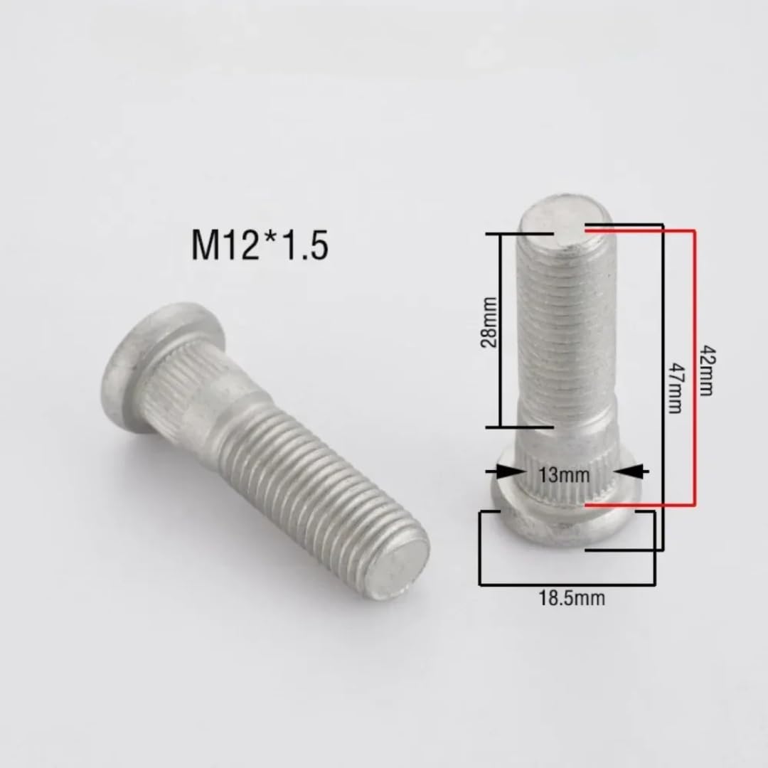 Śruby do Kół dla Forda, Hyundaia, Pentium, śruby wielowypustowe piasty koła M12x1,5, średnica radełkowania 13 mm, długość 47 mm