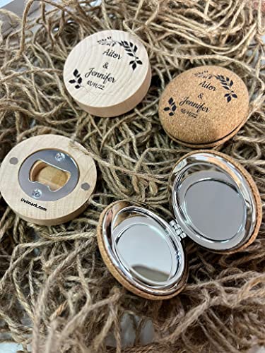 Miniatura 5 de Uvimark - 12 Espejos De Corcho Personalizados - Detalles Boda - Recuerdos Comunión - Bautizo - Regalos Personalizados - Regalos Originales - Regalos De Empresa - Espejos Bolsillo