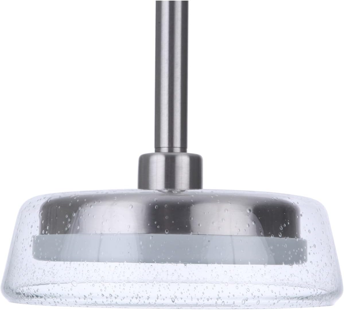 Craftmade 55191-BNK-LED Centric Unique Clear Seeded Glass Pendant, 1-Light LED 10 Watt, 13"H x 10"W, Brushed Polished Nickel