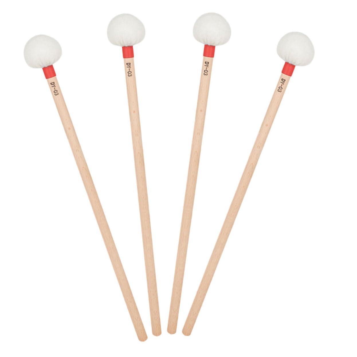 UKCOCO 4pièces Lot de Baguettes de Batterie à Manche Bois avec Tête Feutre pour Timbales de Concert et Percussions Orchestre