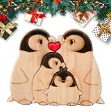 Umifica Rompecabezas de madera de pingüino | Adorno de dibujos animados en forma de pingüino de escritorio | Decoración del hogar Figuras de pingüino vívidas para mesa de comedor, mesa de café, mesita