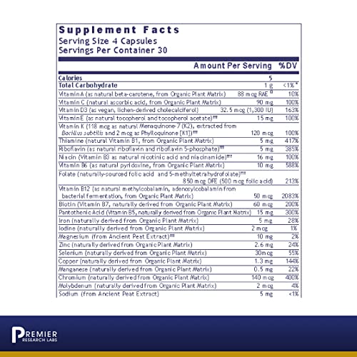 Premier Research Labs Multi-Vitamin - Supports Immune Priming, Brain, Cardiovascular & Whole Body - Multivitamin With Prebiotics & Postbiotics - Gluten & Soy Free - 120 Plant-Source Capsules #TOP1