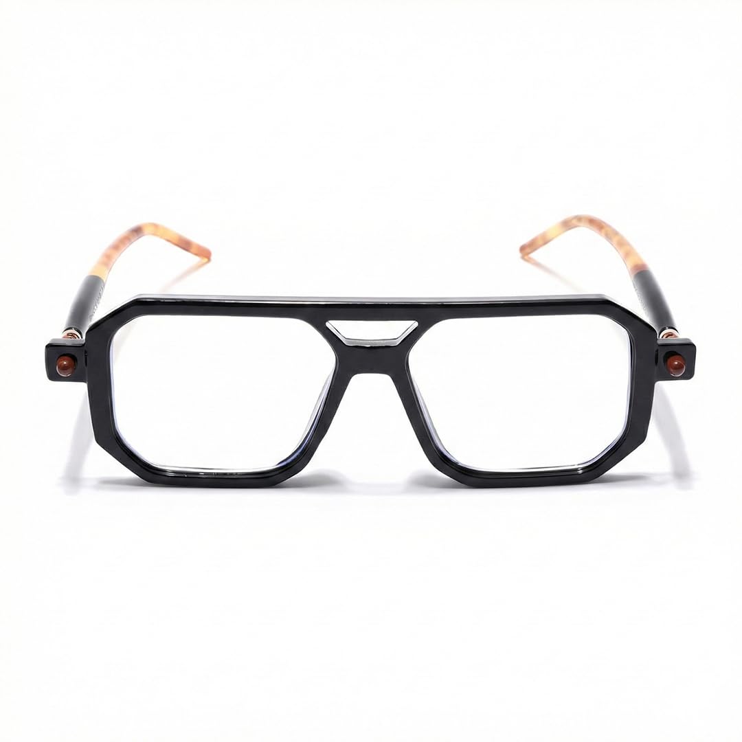 Square Eyeglasses for Men & Women | Zero Power Computer Glasses | Anti Glare, Lightweight Clear Lens Optical Frame-image-2