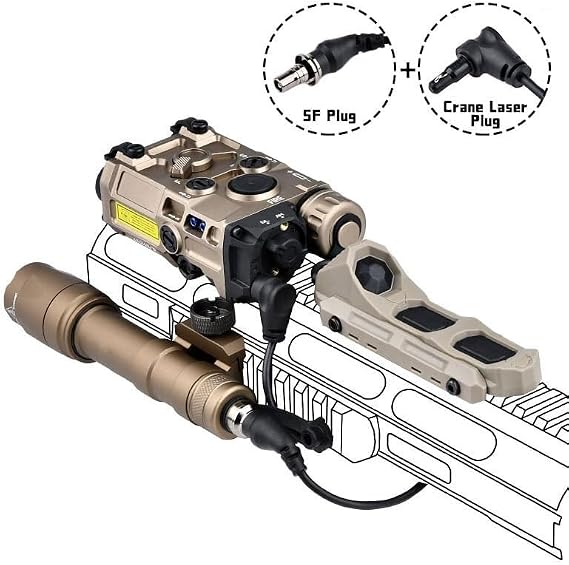 Tactical Modular Dual Wire Three Button Remote Pressure Switch, 20mm Rail And M/K Dual System Flashlight(SF+Crane Plug DE)