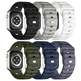 Adorique Sport Bands 6-Pack Compatible with Apple Watch Ultra 2 Band 49mm 46mm 45mm 44mm 42mm, Wide Soft Silicone Wristbands Waterproof Strap Men for iWatch Series 10 9 8 7 6 5 4 3 SE Ultra