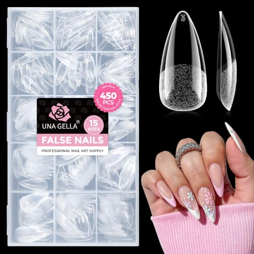 Image of UNA GELLA Medium Stiletto Nail Tips 450PCS Fake Acrylic Gel Nail Tips