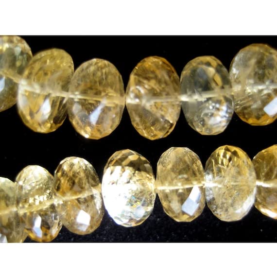 Citrine naturelle micro facettée perle 10mm fil LKBEADS 4.5 pouces