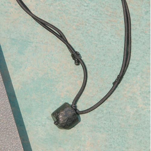 Raw Black Tourmaline Stone Necklace, Healing Crystal Energy Stone Protection Necklaces with Adjustable Rope, Handmade Chakra Gemstone Pendant Black Jewelry Birthday Gift for Men Boy3