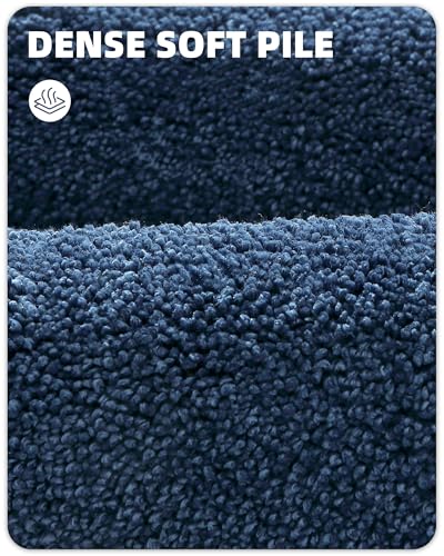 Image of Color&Geometry Oval Blue Bathroom Rugs 43x24, Extra Soft Absorbent Microfiber Bath Rugs, Non-Slip Bathroom mat, Washable Plush Bath Mats for Bathroom, Shower, Bathtub, Laundry, Blue