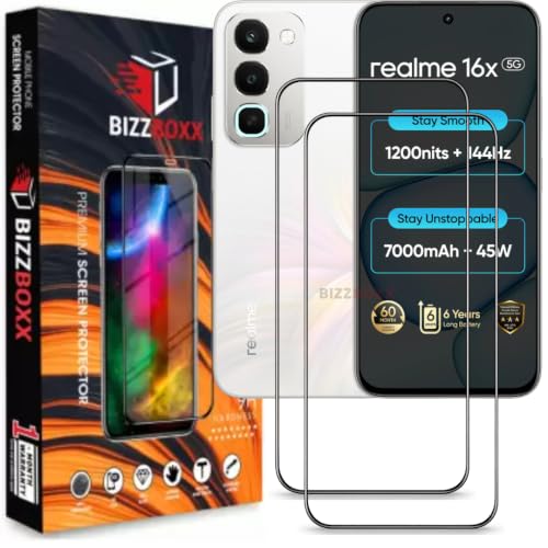 Image of Screen Guard For realme 16x 5G Tempered Glass Screen Protector Guard - HD Clarity, Anti-Fingerprint Temper Guard (realme 16x - 6.8 Inch) With Installation Kit - Pack of 2