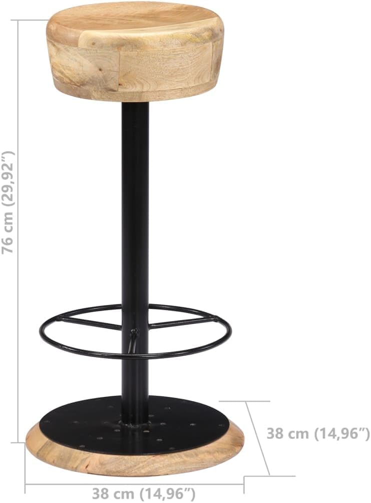 vidaXL Bar Stools 2 Pcs, Bar Seats, Counter Height Stools, Island Stools for Pub Dining Room Kitchen Counter Island, Industrial, Solid Mango Wood