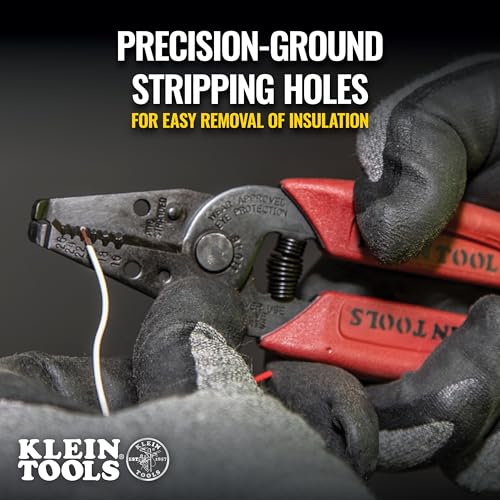 Klein Tools 11046 Wire Stripper, Wire Cutter, Made in USA, Stripping/Cutting Tool for 16-26 AWG Stranded, Compact Nose with Precision-ground Stripping Holes by KLEIN TOOLS - Image 4