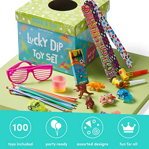 TWIDDLERS 100 Mega Birthday Lucky Dip, różne zabawki Pass The Parcel, nagrody w klasie, wybrane nagrody dla chłopców i dziewcząt, upominki na przyjęcie dla dzieci