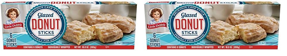 Little Debbie Donut Sticks, 6 Individually Wrapped Snack Cakes, 10 oz, Pack of one (1) (Pack of 2) - 10 Ounce (Pack of 2)