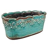 Maceta rectangular de cerámica para orquídeas, rectangular) (azul)