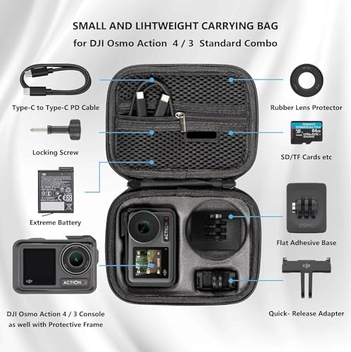 Image of M.G.R.J Portable Carrying Case Cover for DJI Osmo Action 6 / Action 5 Pro /Action 4 / Action 3 Outdoor Action Camera (Hard|EVA|Black)