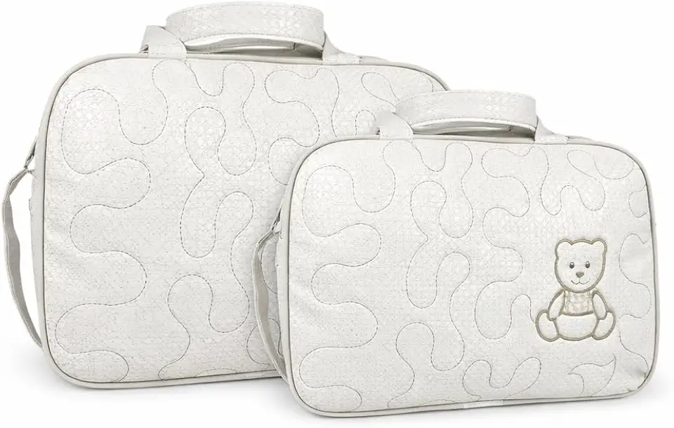 Kit Bolsa Maternidade com 2 Peças em Material Sintético Texturizado – Bolsa Grande e Frasqueira para Enxoval, Passeios e Saída da Maternidade