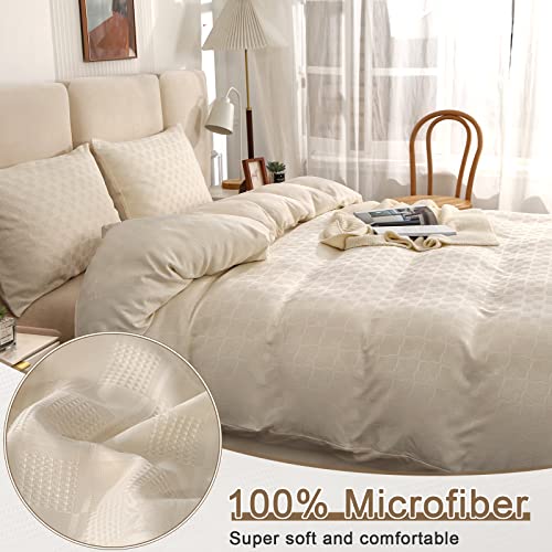 Encoft Waffle Duvet Cover King Size - Comforter Cover King Size, 1 Duvet Cover And 2 Pillow Shams, Soft, Breathable And Textured For All Seasons (Cream White, 104X90 Inches) #TOP4