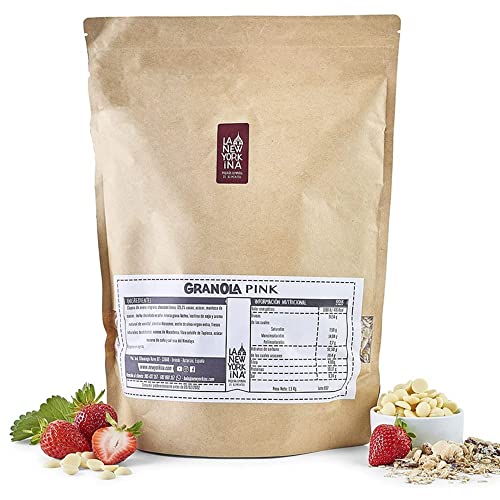 La Newyorkina Granola Sin Gluten Pink 1,5kg Con Chocolate Blanco y Fresas Deshidratadas