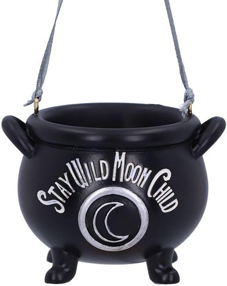 Nemesis Now Stay Wild Child Moon Hanging Ornament 6.1cm, Resin, Black, Exclusive Witch's Cauldron Witchcraft Design, Halloween and Christmas Decoration, Cast in the Finest Resin, Expertly Hand-Painted