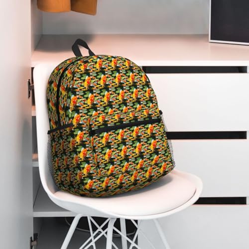 Mochila japonesa de peces koi ligera y mochila casual impermeable unisex 7