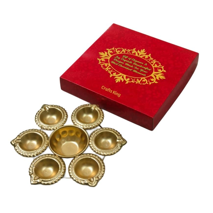 Golden Diya Gift Set | 7 Inch Traditional Diya for Rituals, Temple & Festive Celebrations-image-40