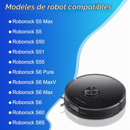 BaBuzom Accessoires de Rechange pour Xiaomi Roborock S5 Max S6 MaxV S6 Pure S6 Max S4 S4 Max S50 S51 S55 S5 S60 S65 S6, 2 Brosse Principale, 4 Filtres HEPA, 4 Brosse Latérale – vue 2