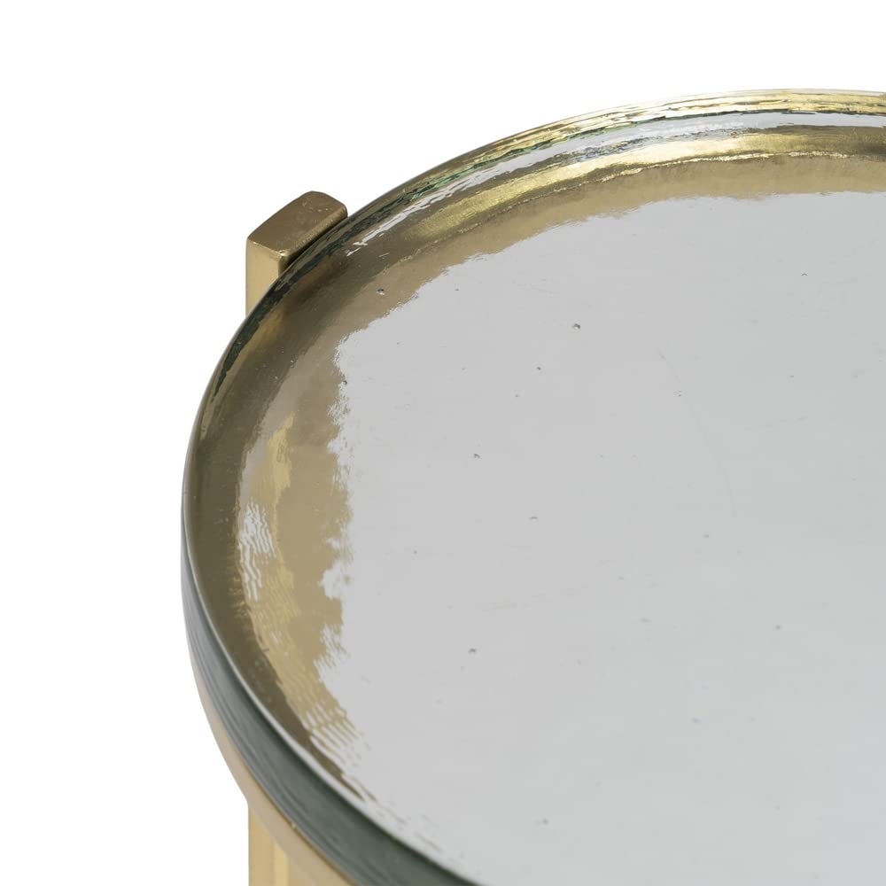 LOLAhome Table d'appoint 28 x 28 x 53,5 cm Verre Doré Métal