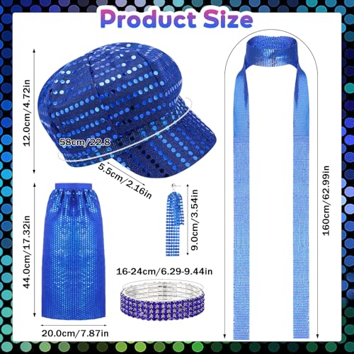 ViEinkaufen 7 Pcs 70s Abba Accessories Set,1970s Disco Fancy Dress Costume Set with Sequin Hat Long Scarf Bracelet Earrings Leg Warmers,Aabba Outfits Set for Women Girl - Image 2