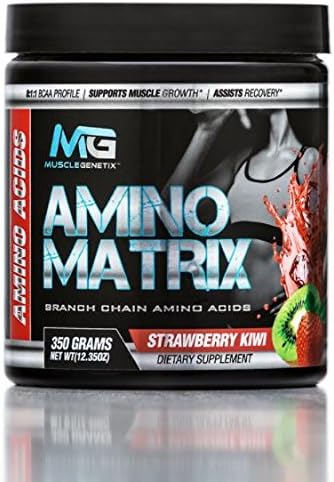 MGX Amino Matrix BCAA – Branched Chain Amino Acids - Workout Powder - Strawberry Kiwi - 12 Ounces