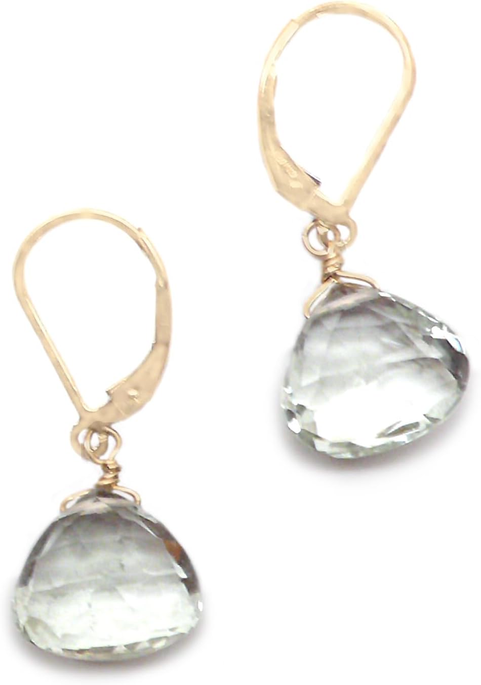 Green Amethyst Briolette 14 Kt. Gold-Filled Lever Back Earrings
