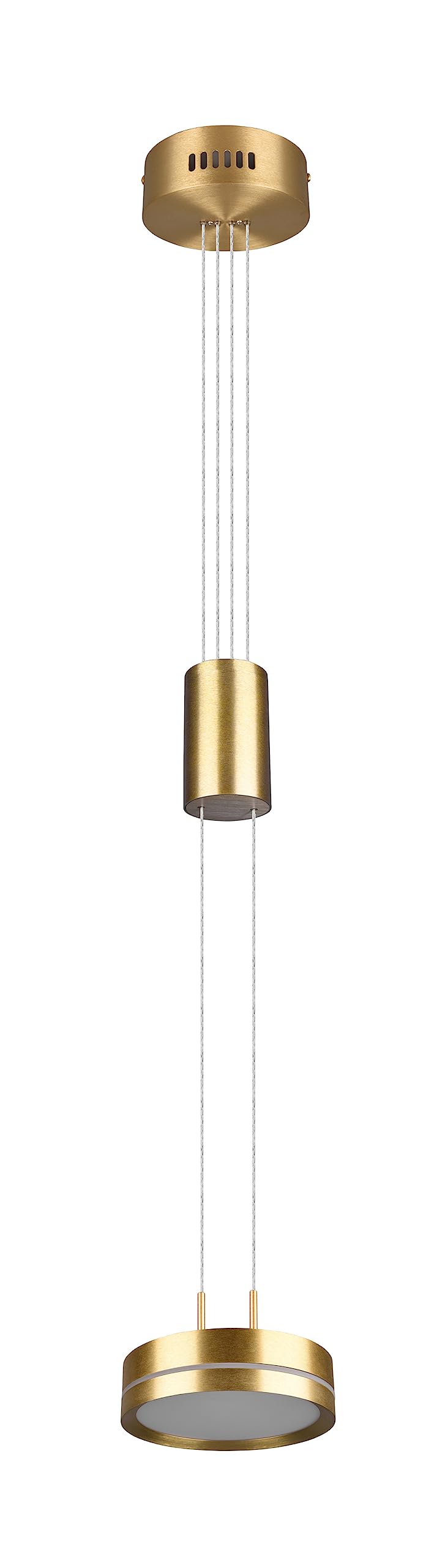 Trio, Zawieszenie, Franklin w tym. 1 x LED, SMD,9,0 W, 3000K,1050 Lm. Plastik, Biały, Korpus: Aluminium, Matowy mosiądz Ø:14,0cm, H:150,0cm