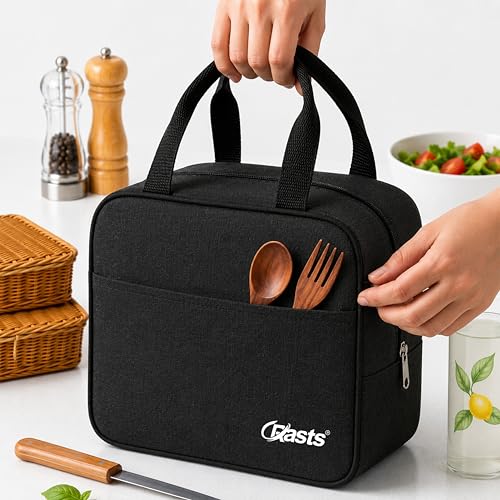Image of Crasts Insulated Lunch /Tiffin /Storage Bag for Men & Women Reusable Waterproof Travel Bag for Office, College & School Lightweight Thermal Design Polyester Black 7liter
